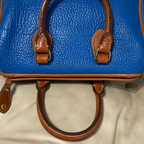Vintage Dooney & Bourke French Blue Satchel Pebbled AWL All Weather Leather R28? - Picture 6 of 15